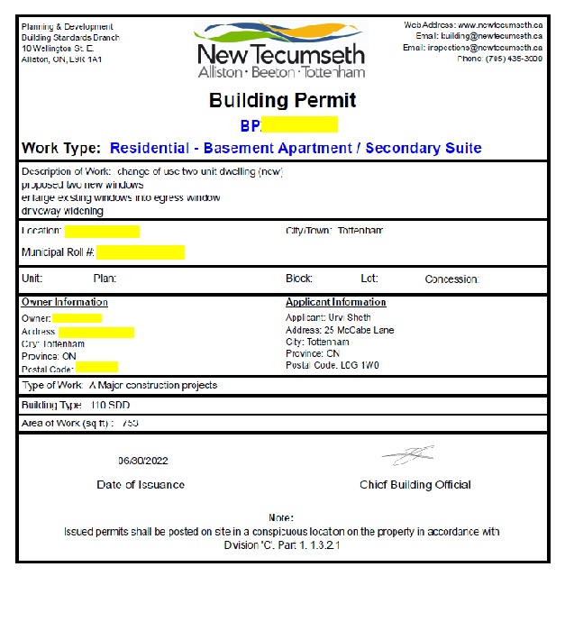 New Tecumseth Basement Apartment